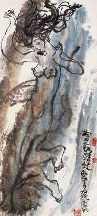 刘汉 庚午（1990）年作 碧海潜姝 立轴